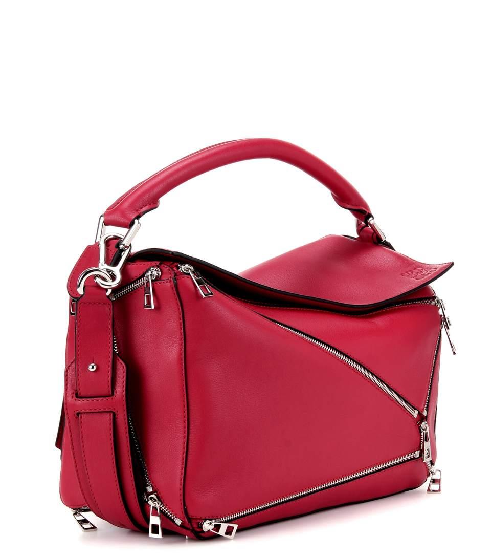 Loewe Medium Puzzle Zip Leather Top Handle Bag, Red | ModeSens