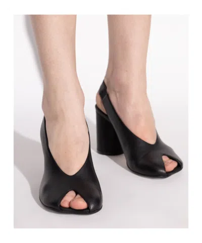 Mm6 Maison Margiela Mm6 By Maison Margiela Open-toe Slingback Sandals With Chunky Heel In Black