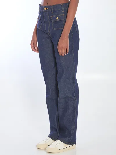 Celine Belt Loop Jeans In Blue