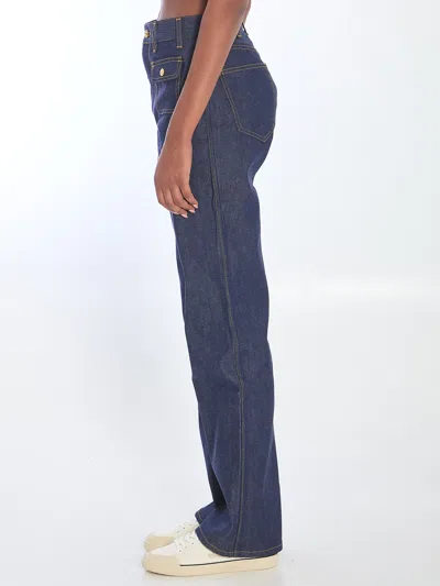 Celine Belt Loop Jeans In Blue