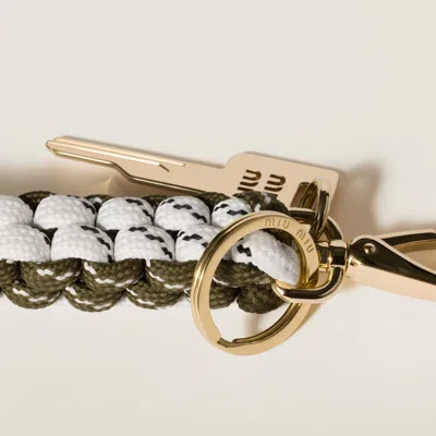 Miu Miu Braided Keychain Holder In Multicolor