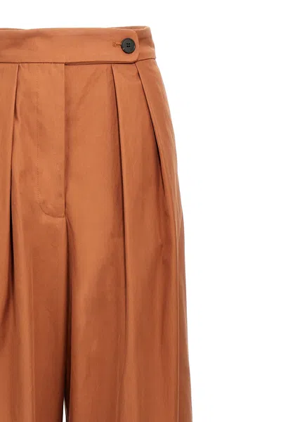 Dries Van Noten High Waist Pleated Wide Leg Trousers In Brown