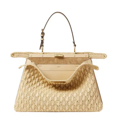 Fendi "peekaboo Soft Large" Shoulder Bag In Beige