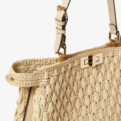 Fendi "peekaboo Soft Large" Shoulder Bag In Beige