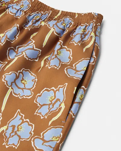 Versace Elastic Waistband Floral Print Shorts In 5n630 Print