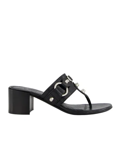 Balenciaga Thong Sandals Block Heel In Black