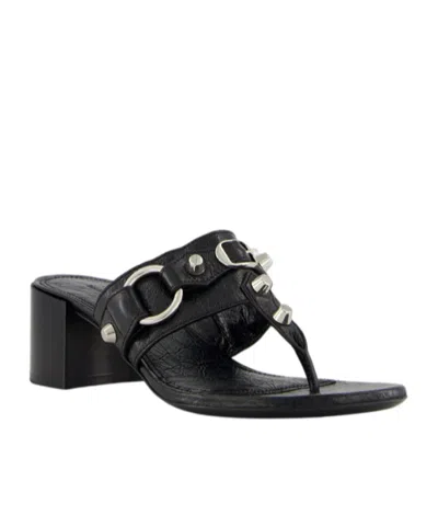 Balenciaga Thong Sandals Block Heel In Black