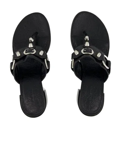 Balenciaga Thong Sandals Block Heel In Black