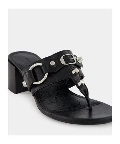 Balenciaga Thong Sandals Block Heel In Black