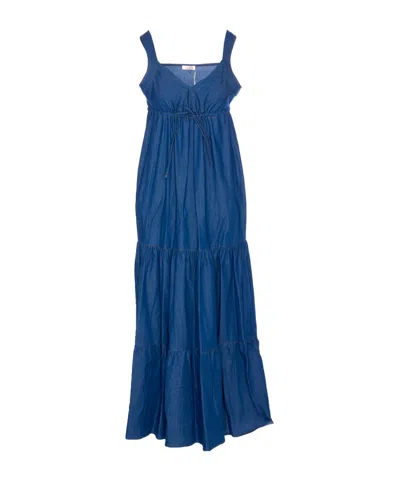 Liu •jo Denim Dress With Adjustable Waist Tie In Den. Blue Dk. Ciampy W