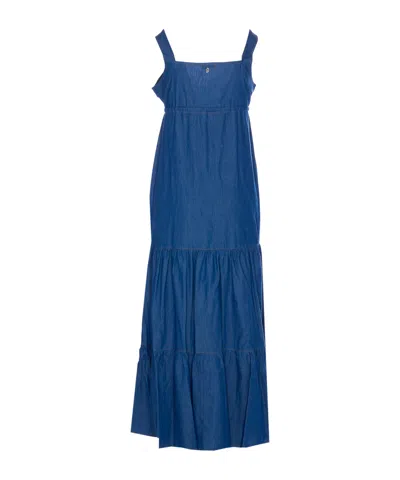 Liu •jo Denim Dress With Adjustable Waist Tie In Den. Blue Dk. Ciampy W