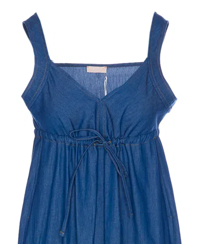 Liu •jo Denim Dress With Adjustable Waist Tie In Den. Blue Dk. Ciampy W