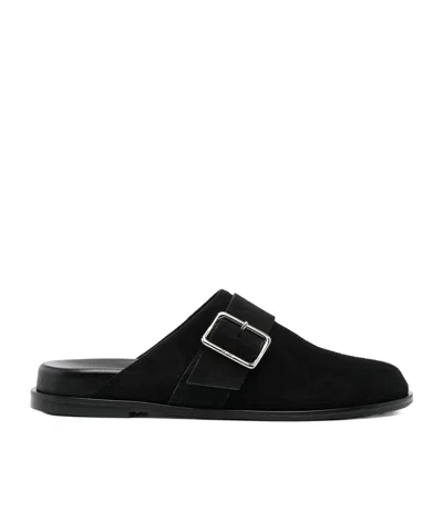 Aeyde Finja Suede Slides In Black