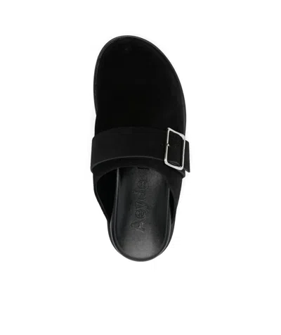 Aeyde Finja Suede Slides In Black