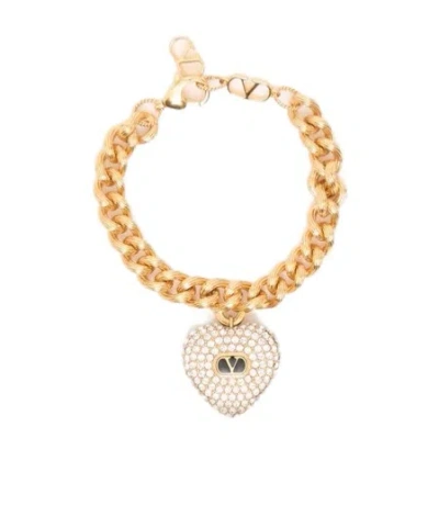 Valentino Garavani Crystal-embellished Coeur Royal Bracelet In Gold