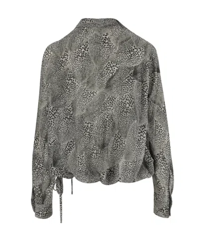 Dries Van Noten Black Printed Top In Gray