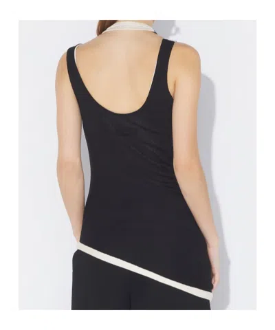 Jean Paul Gaultier Cotton Ribbed Twisted Double Layer Tank Top In Blackecru