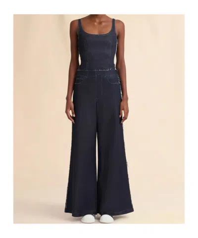 Marni Stretch Cotton Wide Leg Jeans In Blue Black