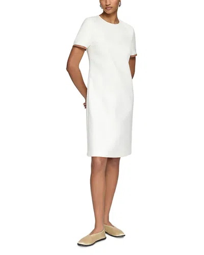 Lafayette 148 New York Short Sleeve Cotton Twill A-line Dress In White
