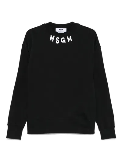 Msgm Logo-print Cotton Sweatshirt In Black  