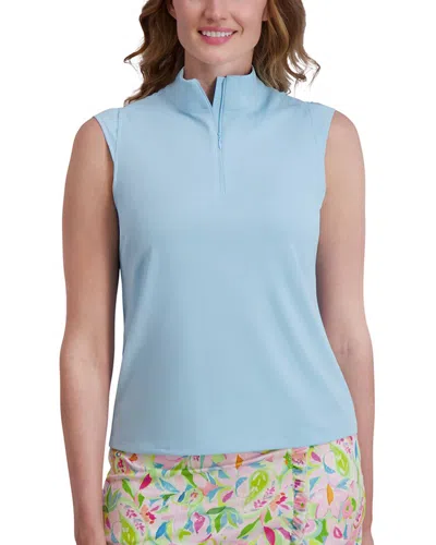 Stella Parker Mock Zip Knit Top In White