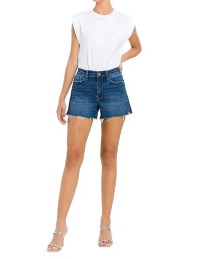 Vervet By Flying Monkey High Rise Slit Raw Hem A-line Shorts In Swerve In Multi