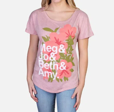 Out Of Print Little Women Character Names Dolman Tee In Desert Pink In Multi