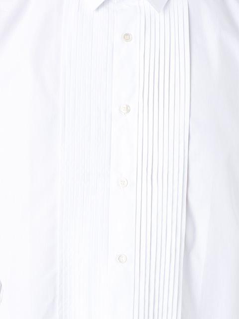 Saint Laurent Pleated Placket Long Sleeve Shirt - White | ModeSens