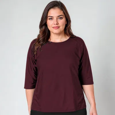 Calypsa Plus Size Loose Fit Margaux Swim Top In Burgundy
