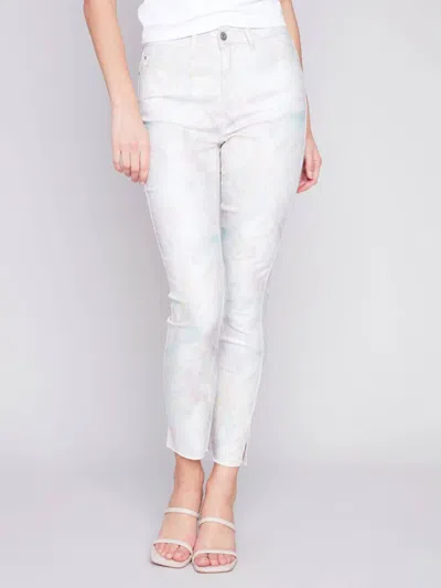 Charlie B Paris Twill Ankle Pant In Pastel In White