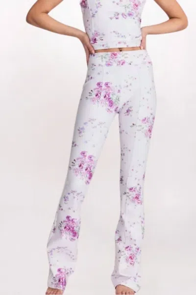 Loveshackfancy Reed Floral Flare Leggings In Magenta Glow In Multi