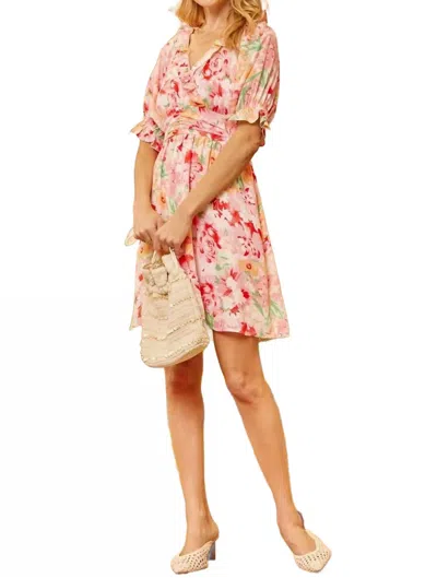 Andree By Unit Ruched Floral Mini Dress In Multi