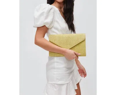 Urban Expressions Trista Straw Clutch Woven Chain Crossbody In Sage In Multi