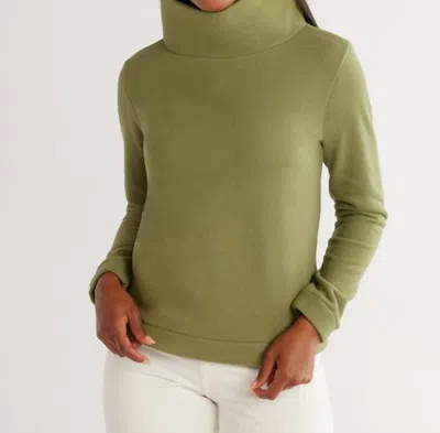 Dudley Stephens Cobble Hill Turtleneck Vello Fleece Top In Army Green In Green