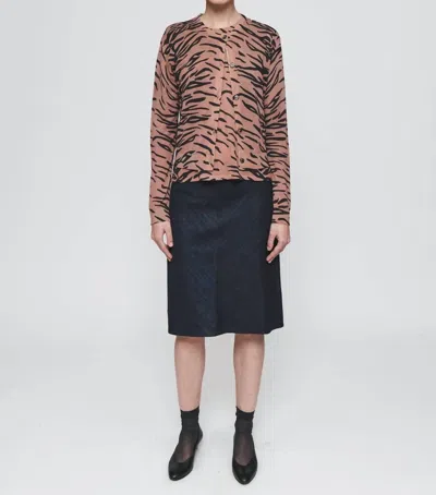 6397 Crewneck Cardigan Sweater In Tiger In Multi