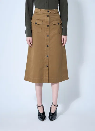 Saint Laurent Midi Skirt With Buttons In Brown