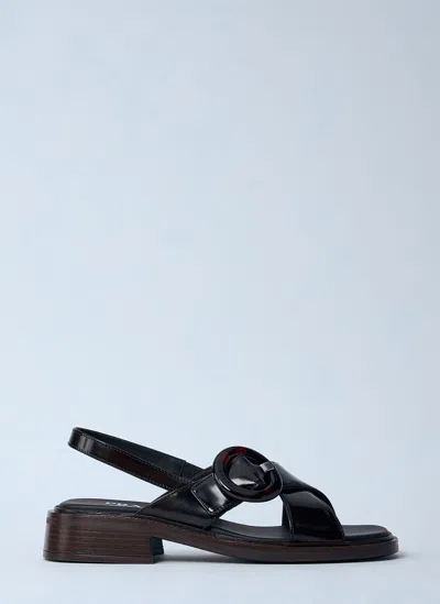 Prada Brused Leather Sandals In Brown