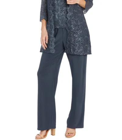R & M Richards Lace 3 Piece Evening Pant Set In Coal In Grey