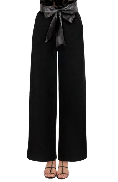 Gretchen Scott Palazzo Pant - Luxe Velvet In Black In Black
