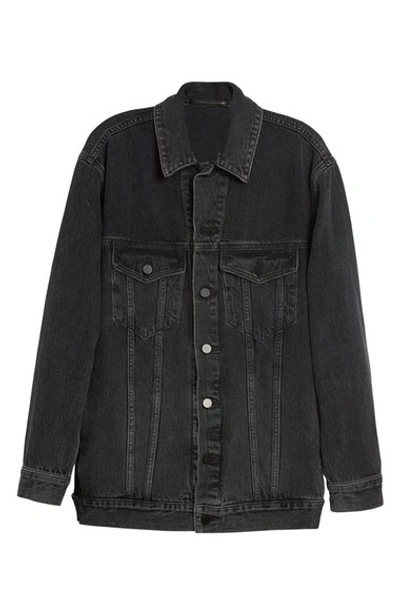 Shop Alexander Wang T By  'daze' Oversize Denim Jacket In Grey Aged