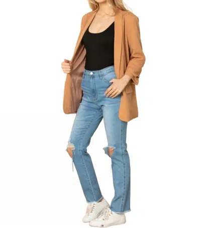 Freeme Faux Soft Blazer In Tan In Multi