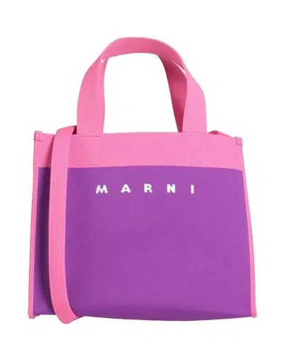 Marni Colour-block Canvas Tote Bag In Purple
