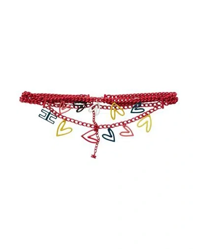 Elisabetta Franchi Chain Necklace With Heart Detailing In Red