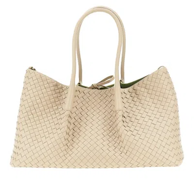 Bottega Veneta Pinacoteca Reversible Leather And Suede Tote Bag In Beige
