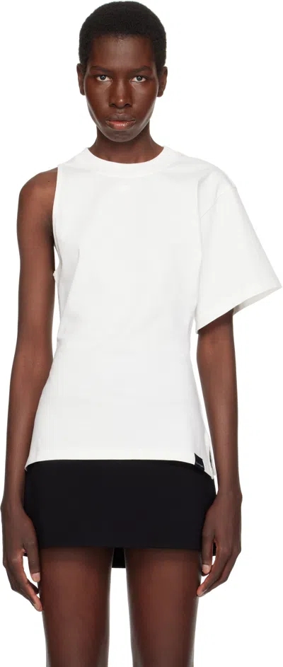 Courrèges Courregès Oneshoulder Tshirt In Scuba In 0001 Heritage White