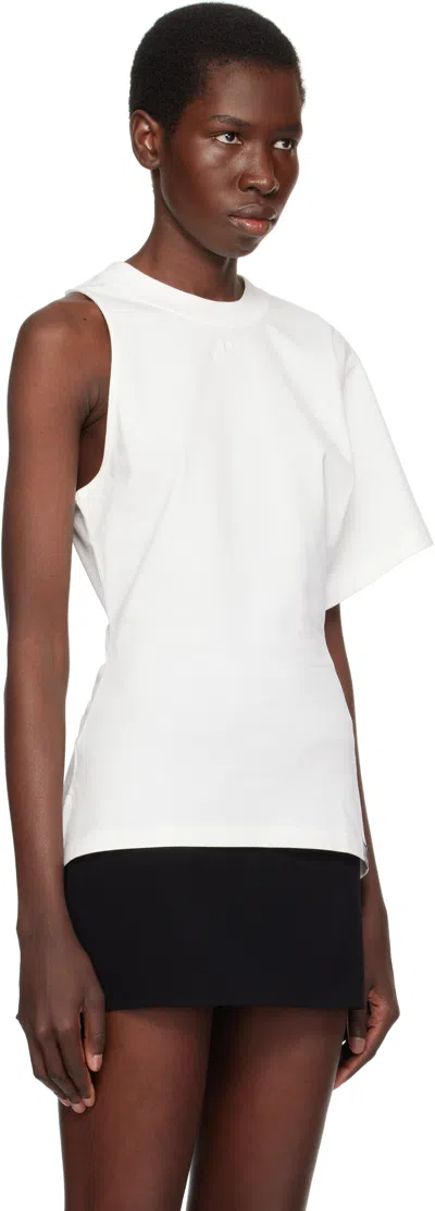 Courrèges Courregès Oneshoulder Tshirt In Scuba In 0001 Heritage White