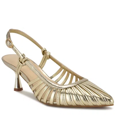 Nine West Women's Resta Pointy Toe Slingback Pumps In Gold