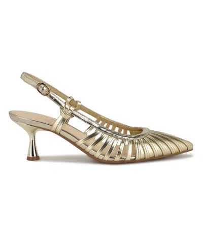 Nine West Women's Resta Pointy Toe Slingback Pumps In Gold