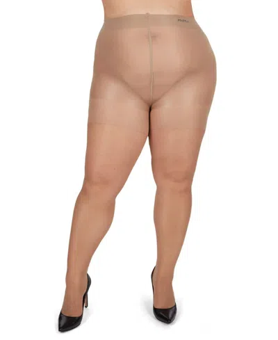 Memoi Plus Size Curvy Silky Sheer Control Top Pantyhose Mm-2210 In Nude