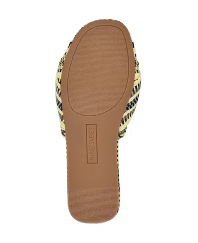 Nine West Women's Lalta Knotted Flat Slide Sandals In Green Multi